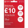 Vodafone – £10 Bundle / 3GB / 250 Mins / Unlimited Texts