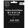 Voxi £10 Bundle / 6GB Data / Endless Social Media